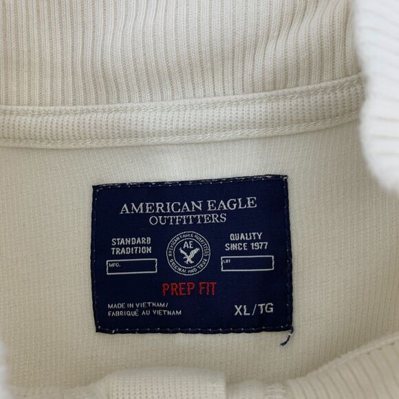 American Eagle Outfitters Henley Sweater Mens XL Extra Large Ivory Mock Neck AE - Picture 6 of 9